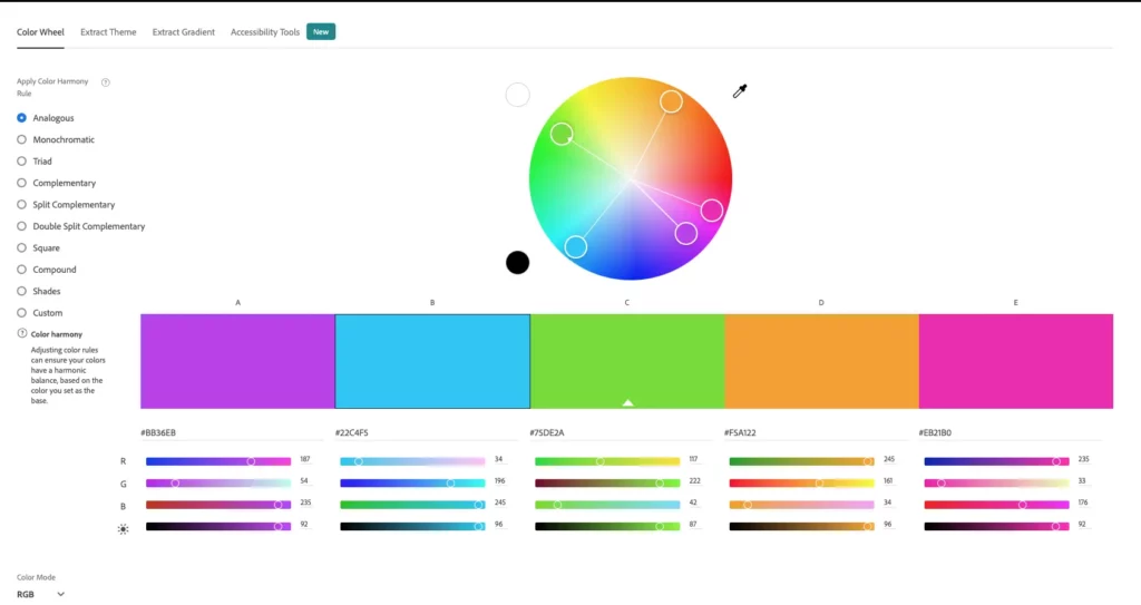 color wheel screenshot - color theory in web design