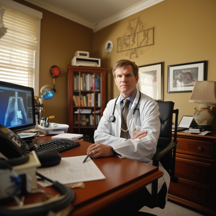 medical office website design - doctor siting in his office